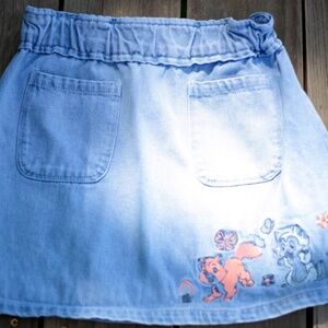 DISNEY Parks Kids Cats Denim Light Washed Jean Skirt